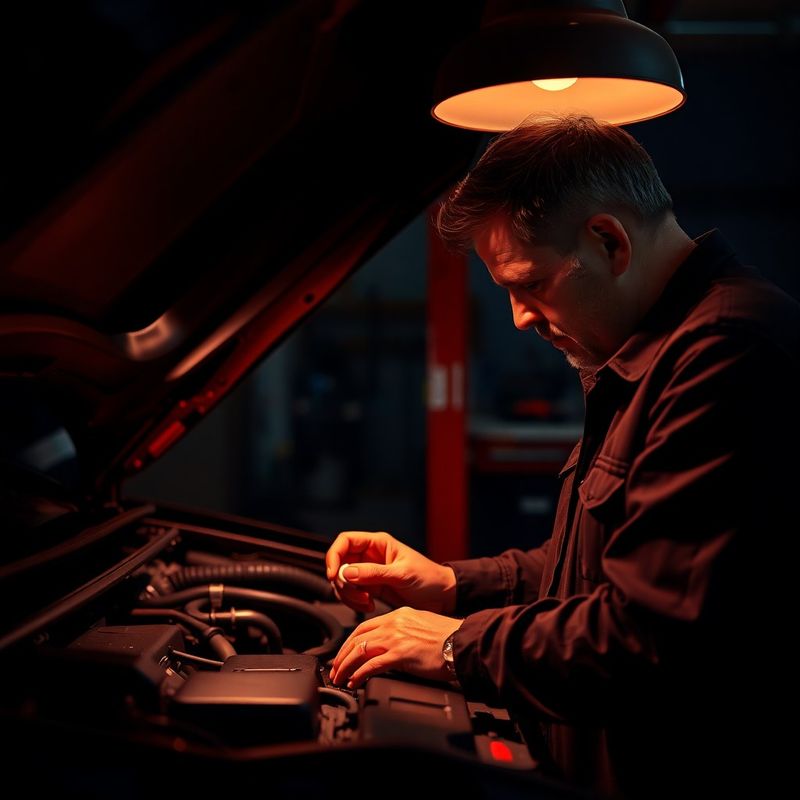Technik prohlíží motor v dílně POLYASPHALT - DISTRIBUTION